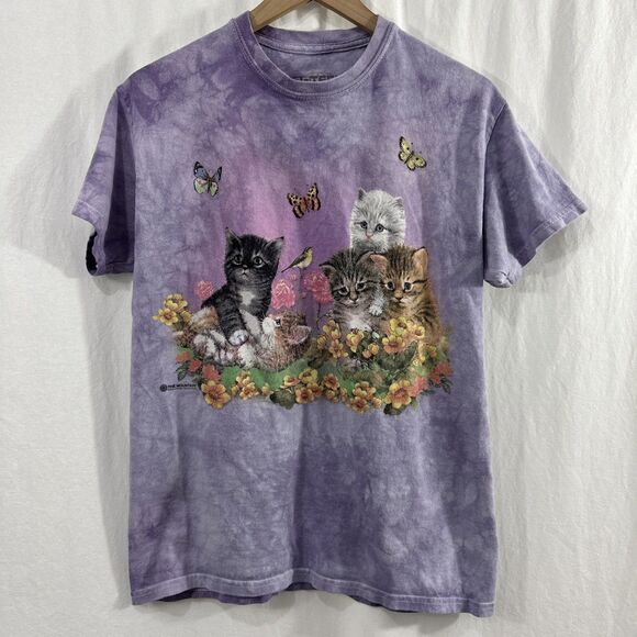 3D Tees By The Mountain Kittens Floral Purple Shirt Womens Size M 38/40 Y2K - Picture 1 of 7
